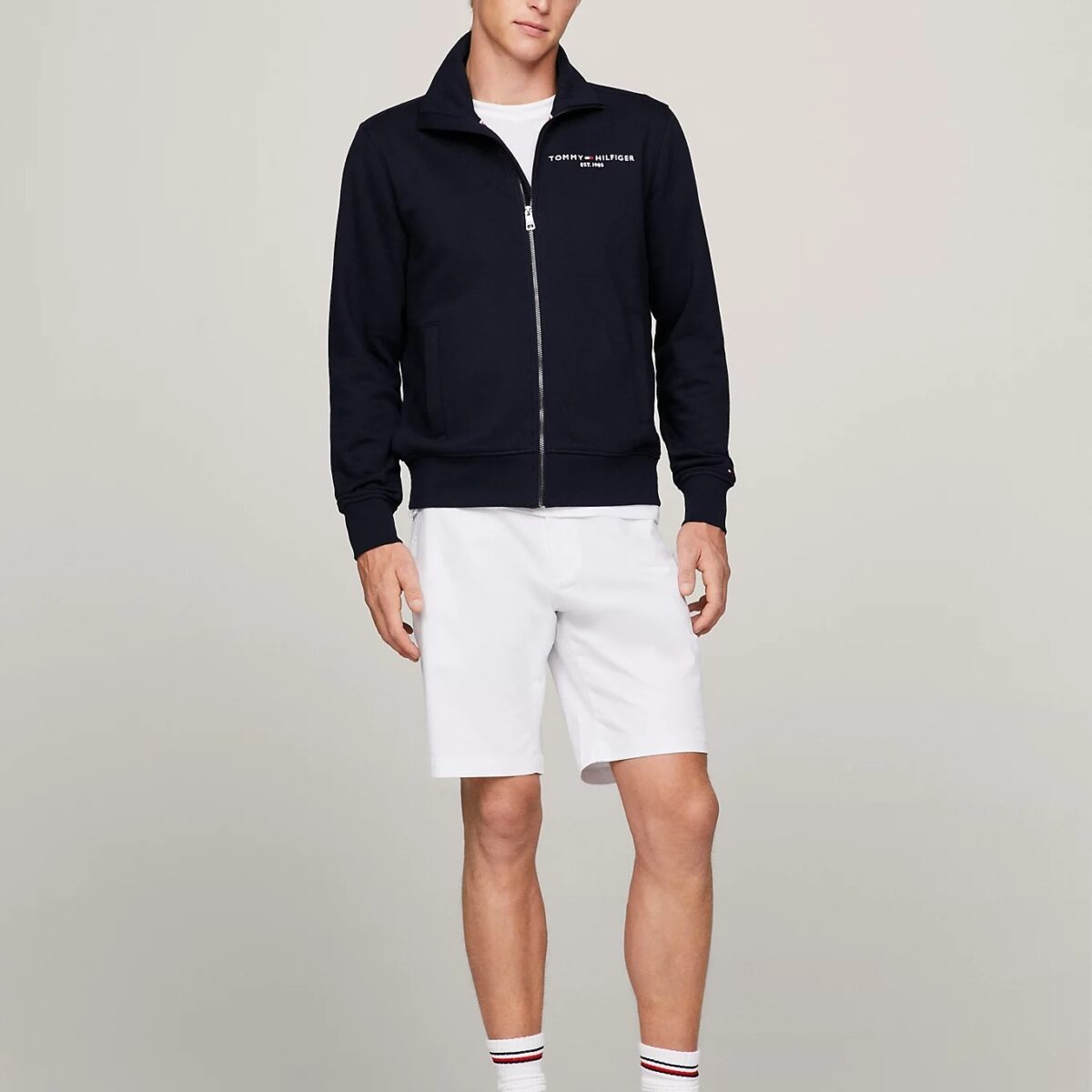 TOMMY HILFIGER MEN STAND-UP COLLAR ZIP-THRU SWEATSHIRT DESERT SKY - Image 4