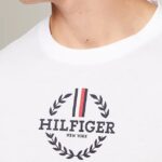 TOMMY HILFIGER MEN GLOBAL STRIPE ARCHIVE CREST LOGO SLIM T-SHIRT WHITE - Image 2
