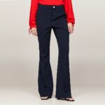 TOMMY HILFIGER WOMAN PRESSED FRONT FLARED TROUSERS DESERT SKY