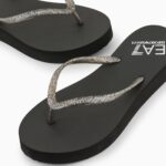 EMPORIO ARMANI WOMAN RUBBER WEDGE FLIP-FLOPS BLACK