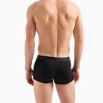 EMPORIO ARMANI  THREE-PACK OF ASV SHINY LOGO WAISTBAND ORGANIC-COTTON BOXER BRIEFS BLACK - Image 3