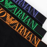EMPORIO ARMANI  THREE-PACK OF ASV SHINY LOGO WAISTBAND ORGANIC-COTTON BOXER BRIEFS BLACK - Image 2