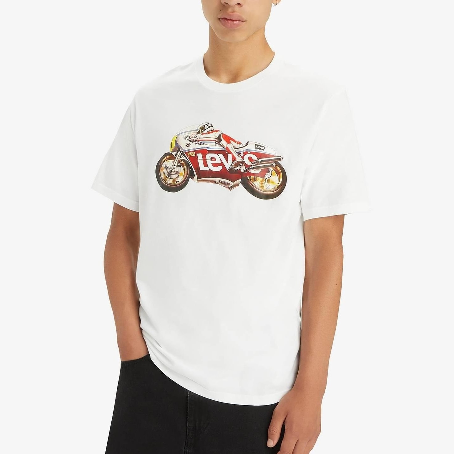 16143-1463-2 LEVI'S® MEN'S RELAXED SHORT-SLEEVE GRAPHIC T-SHIRT BW MOTORCYCLE WHITE - Image 1