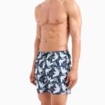 EMPORIO ARMANI ALL-OVER EAGLE MACRO LOGO PRINT SWIM SHORTS NAVY