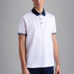 PAUL&SHARK MEN'S COTTON POLO COLLAR BUTTON CLOSURE SHORT SLEEVE WHITE