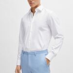 HUGO MEN C KENNO SLIM-FIT SHIRT IN EASY-IRON COTTON POPLIN WHITE