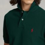 POLO RALPH LAUREN MEN CUSTOM SLIM FIT MESH POLO COLLAGE GREEN - Image 3