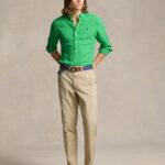 POLO RALPH LAUREN MEN CUSTOM FIT LINEN SHIRT CLASSIC KELLY - Image 4