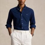 POLO RALPH LAUREN MEN SLIM FIT STRETCH POPLIN SHIRT NEWPORT NAVY