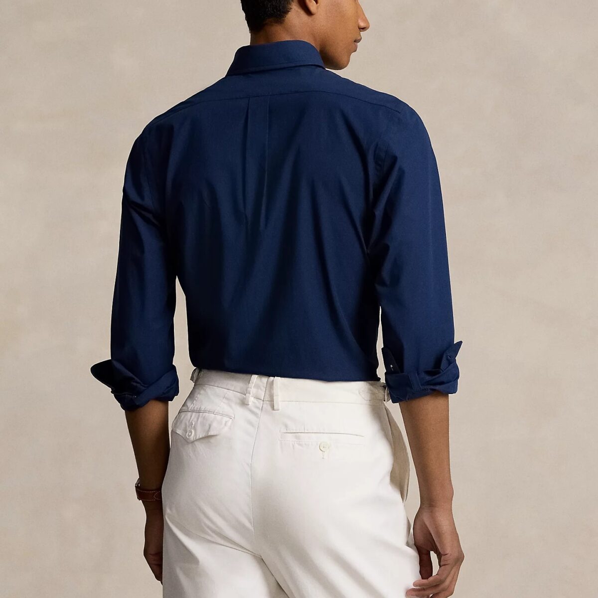 POLO RALPH LAUREN MEN SLIM FIT STRETCH POPLIN SHIRT NEWPORT NAVY - Image 3