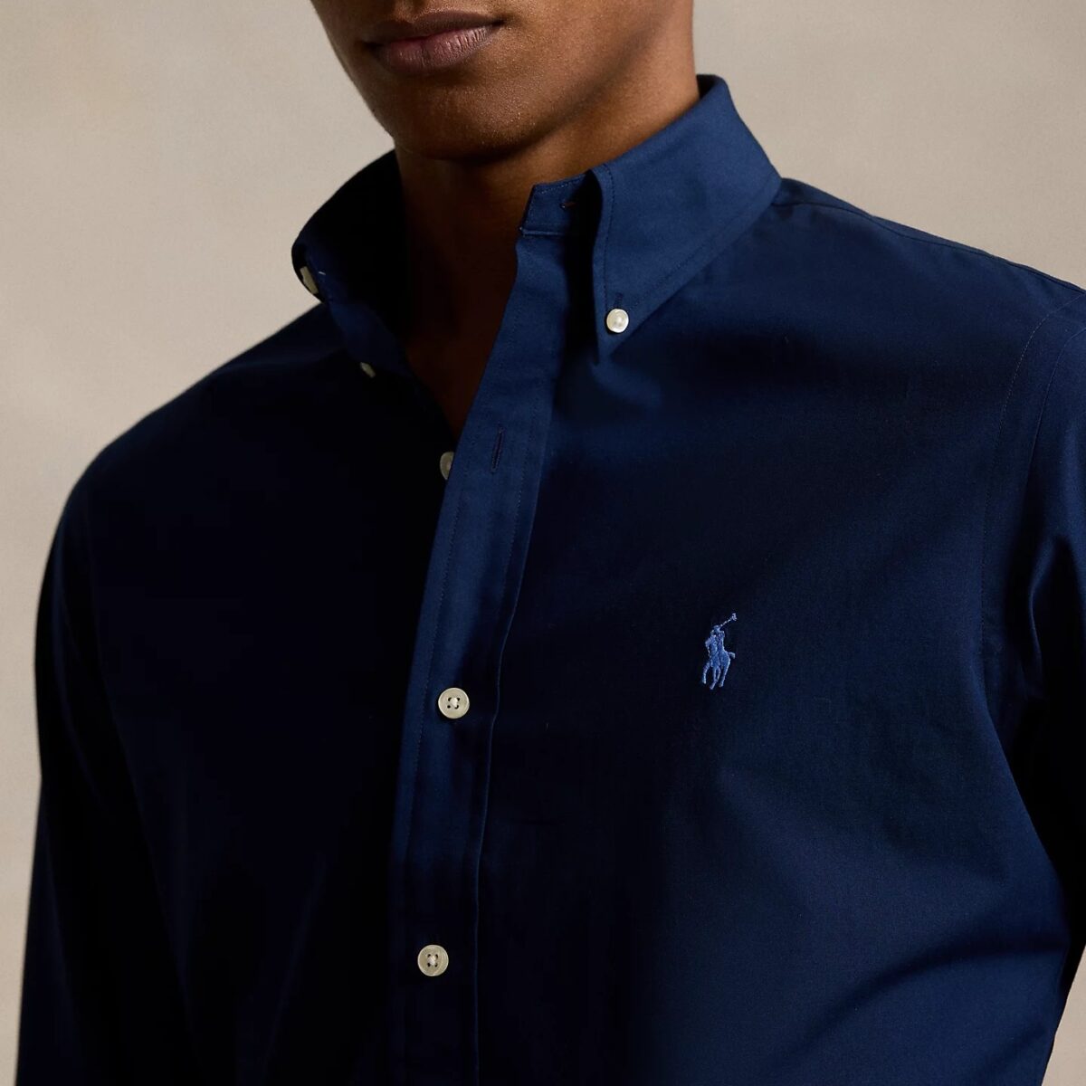 POLO RALPH LAUREN MEN SLIM FIT STRETCH POPLIN SHIRT NEWPORT NAVY - Image 2