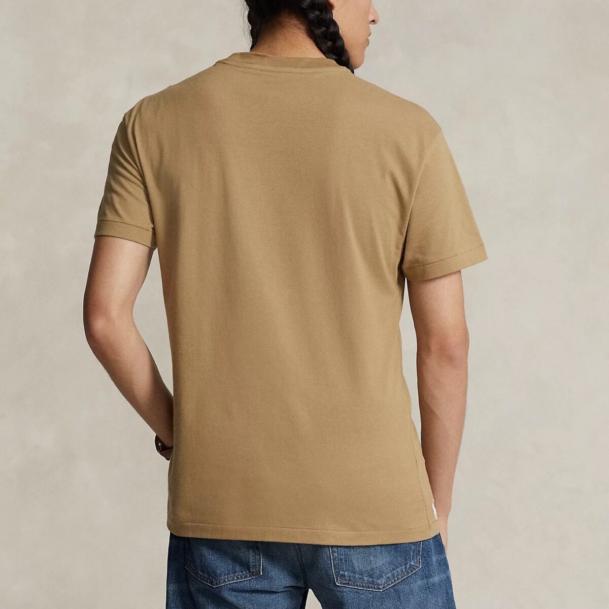 POLO RALPH LAUREN MEN CLASSIC FIT LOGO JERSEY T-SHIRT DESERT KHAKI - Image 3