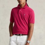POLO RALPH LAUREN MEN CUSTOM SLIM FIT THE ICONIC MESH POLO SHIRT PINK SKY