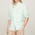 TOMMY HILFIGER MAN YARN DYED LINEN SHIRT MINT GEL - Image 3