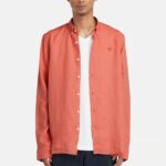 TIMBERLAND MEN'S TIMBERLAND MILL BROOK LINEN SHIRT BURNT SIENNA