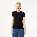 LACOSTE WOMEN'S T-SHIRT SLIM FIT FROM ORGANIC COTTON BLACK