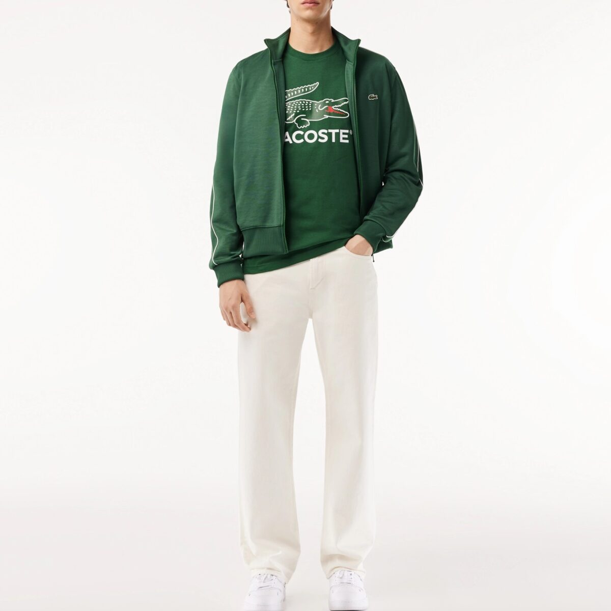 LACOSTE MEN'S COTTON JERSEY SIGNATURE PRINT T-SHIRT PINE GREEN - Image 3