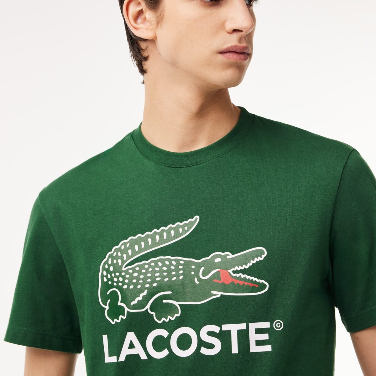 LACOSTE MEN'S COTTON JERSEY SIGNATURE PRINT T-SHIRT PINE GREEN - Image 2