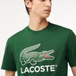 LACOSTE MEN'S COTTON JERSEY SIGNATURE PRINT T-SHIRT PINE GREEN - Image 2