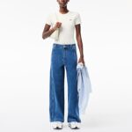 LACOSTE WOMEN'S T-SHIRT SLIM FIT FROM ORGANIC COTTON WHITE - Image 3