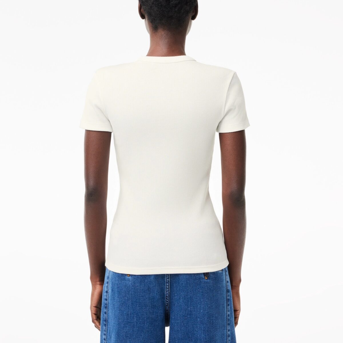 LACOSTE WOMEN'S T-SHIRT SLIM FIT FROM ORGANIC COTTON WHITE - Image 4