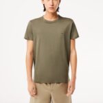LACOSTE MEN CREW NECK PIMA COTTON JERSEY T-SHIRT KHAKI GREEN