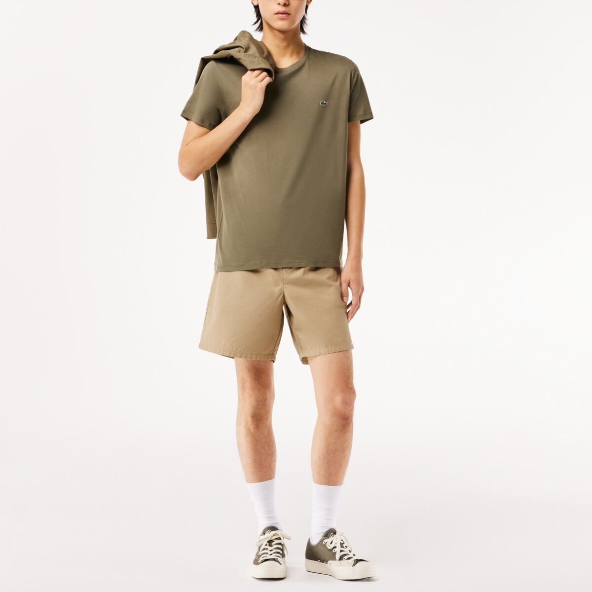LACOSTE MEN CREW NECK PIMA COTTON JERSEY T-SHIRT KHAKI GREEN - Image 3