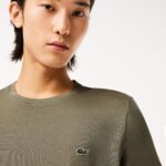 LACOSTE MEN CREW NECK PIMA COTTON JERSEY T-SHIRT KHAKI GREEN - Image 2