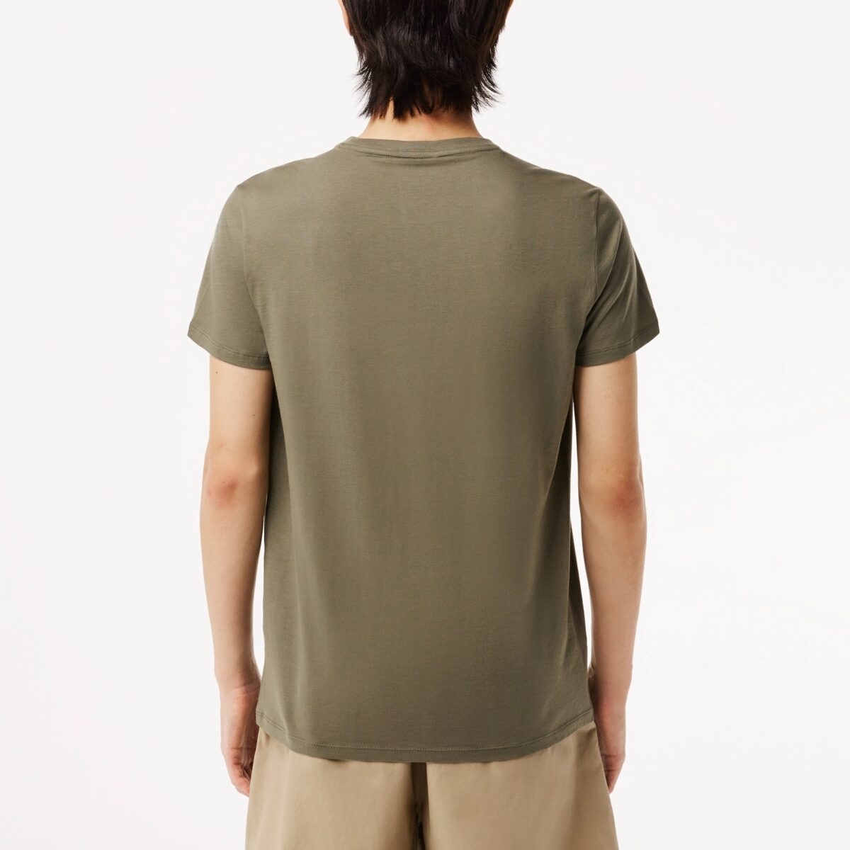 LACOSTE MEN CREW NECK PIMA COTTON JERSEY T-SHIRT KHAKI GREEN - Image 4