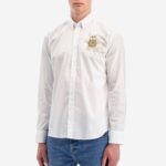 LA MARTINA MEN'S REGULAR-FIT SHIRT IN ELASTICATED COTTON WHITE GOLD LOGO