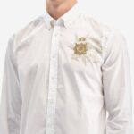 LA MARTINA MEN'S REGULAR-FIT SHIRT IN ELASTICATED COTTON WHITE GOLD LOGO - Image 2