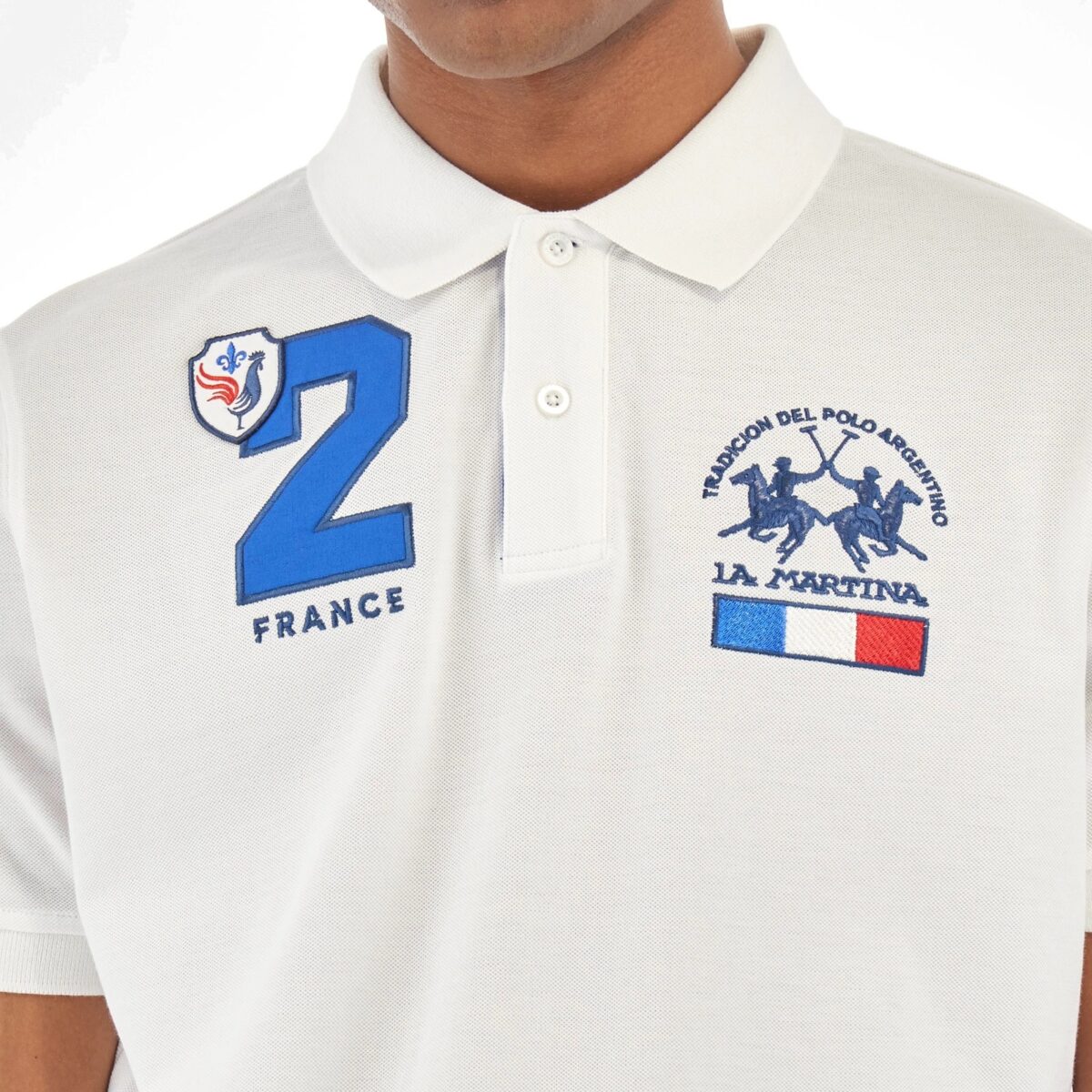 LA MARTINA MAN SHORT-SLEEVED PREGULAR-FIT POLO IN COTTON WHITE - Image 2