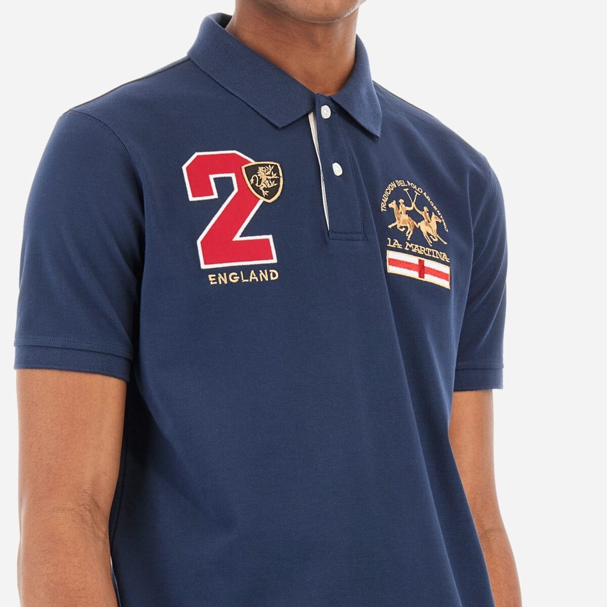 LA MARTINA MAN SHORT-SLEEVED PREGULAR-FIT POLO IN COTTON NAVY - Image 2