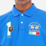 LA MARTINA MAN SHORT-SLEEVED PREGULAR-FIT POLO IN COTTON BLUE - Image 2