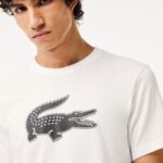 LACOSTE MEN'S SPORT 3D PRINT CROC JERSEY T-SHIRT WHITE/BLACK - Image 2