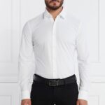 BOSS MEN P HANK SLIM-FIT SHIRT IN STRUCTURED PERFORMANCE-STRETCH FABRIC WHITE