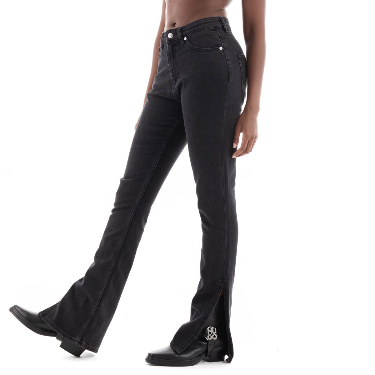 HUGO WOMEN'S HIGH RISE JEANS GREY - Image 2