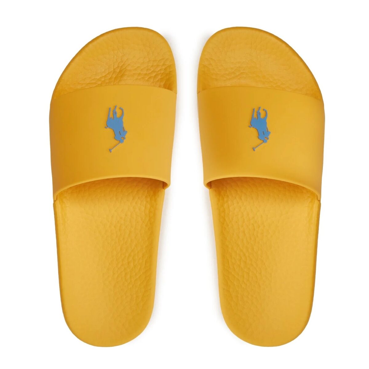 POLO RALPH LAUREN UNISEX SIGNATURE PONY SLIDE YELLOW/DUSTY BLUE - Image 2