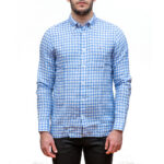 TOMMY HILFIGER MAN YARN DYED LINEN SHIRT BLUE SPELL/ OPTIC WHITE