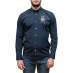LA MARTINA MEN'S REGULAR-FIT SHIRT IN ELASTICATED COTTON NAVY GOLD LOGO