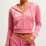JUICY COUTURE VELOUR DIAMANTE TRACKTOP PINK LEMONADE