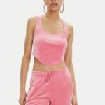 JUICY COUTURE WOMAN PINK LEMONADE CLASSIC VELOUR DIAMANTE CORSET TOP
