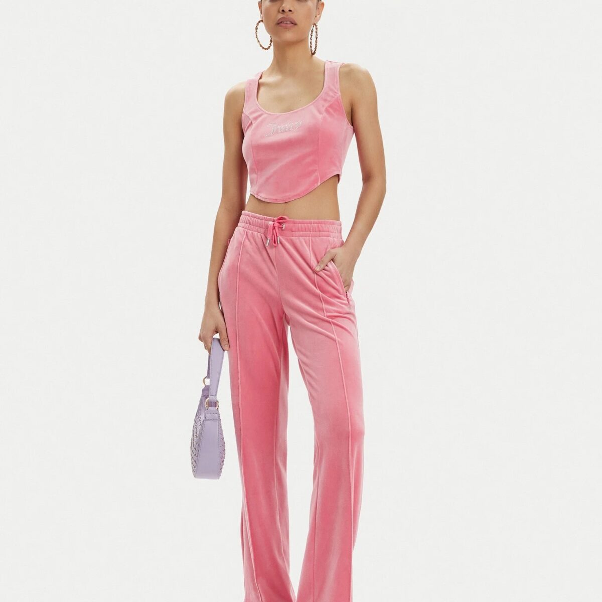 JUICY COUTURE WOMAN PINK LEMONADE CLASSIC VELOUR DIAMANTE CORSET TOP - Image 4