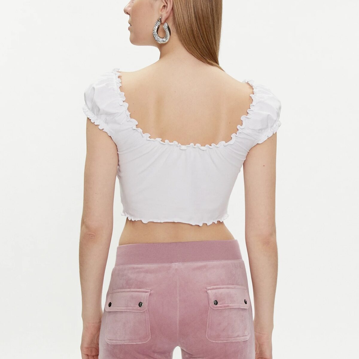 JUICY COUTURE WOMAN WHITE BARDOT DIAMANTE JERSEY TOP - Image 5