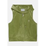 JUICY COUTURE MOSSTONE DIAMANTE VELOUR ZIP-THROUGH GILET - Image 4