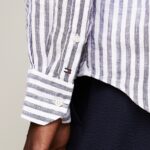 TOMMY HILFIGER MAN LINEN STRIPE REGULAR FIT SHIRT DARK NAVY/OPTIC WHITE - Image 2