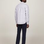 TOMMY HILFIGER MAN LINEN STRIPE REGULAR FIT SHIRT DARK NAVY/OPTIC WHITE - Image 4