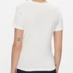 TOMMY HILFIGER WOMAN STRIPE V-NECK SLIM T-SHIRT ECRU - Image 5