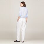 TOMMY HILFIGER WOMAN CASUAL TAPERED DRAWSTRING TROUSERS OPTIC WHITE - Image 4