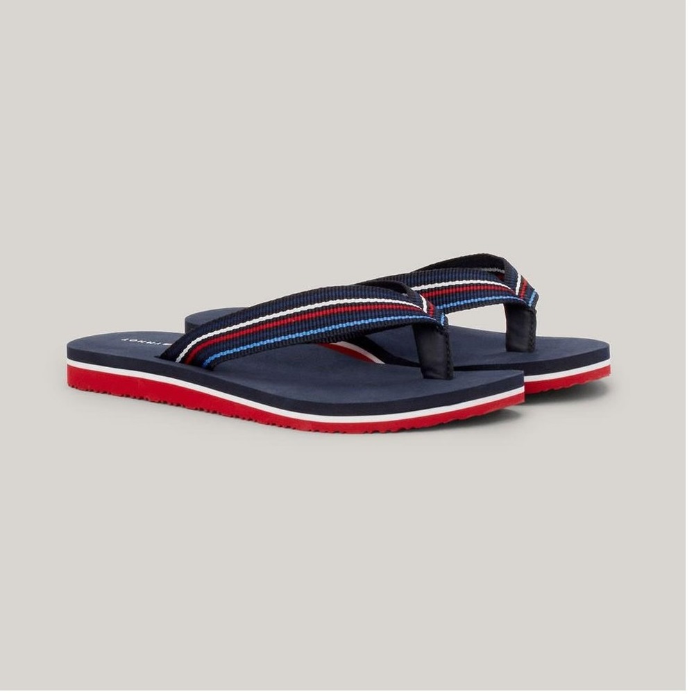 FW0FW07857-0G0-3 TOMMY HILFIGER WOMAN TH STRIPES BEACH SANDAL RED WHITE BLUE - Image 1